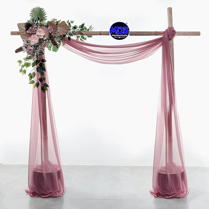 MDS Halloween Chiffon Draping Fabric - 2 Panel, 30" Wide x 100ft Long - Sheer Spooky Arbor & Canopy Drapery for Haunted House Backdrops, Party Ceilings, DIY Costumes & Themed Events - Mauva