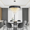 39" Black Crystal Chandelier, 21-Light Modern Luxury Round Chandelier, 7-Tier Contemporary Tiered Chandeliers Light Fixture for Dining Room, Living Room, Bedroom, Foyer, Entryway, Kitchen