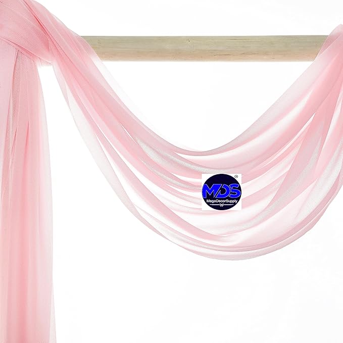 MDS Halloween Chiffon Draping Fabric - 2 Panel, 30" Wide x 50ft Long - Sheer Spooky Arbor & Canopy Drapery for Haunted House Backdrops, Party Ceilings, DIY Costumes & Themed Events - Blush Pink