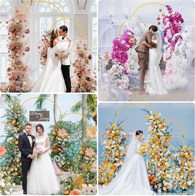 Putros Metal Arch Backdrop Stand Gold Wedding Arch Stand Set of 2 (7.2FT/6FT) Square Arched Frame for Birthday Party Graduation Ceremony Decoration