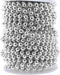 Mandala Crafts 8mm Faux Metallic Silver Pearl Beads Roll - 20 Yards Strand of Fake Pearls Chain Garlands Spool String for Christmas Tree, Wedding, Party, Vases, DIY Decoration