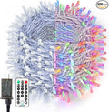 BrizLabs Cool White & Multicolor Christmas Lights, 180ft 500 LED Color Changing String, 11 Modes Tree Lights With Remote, Dimmable Xmas Clear Wire for Indoor Outdoor Christmas