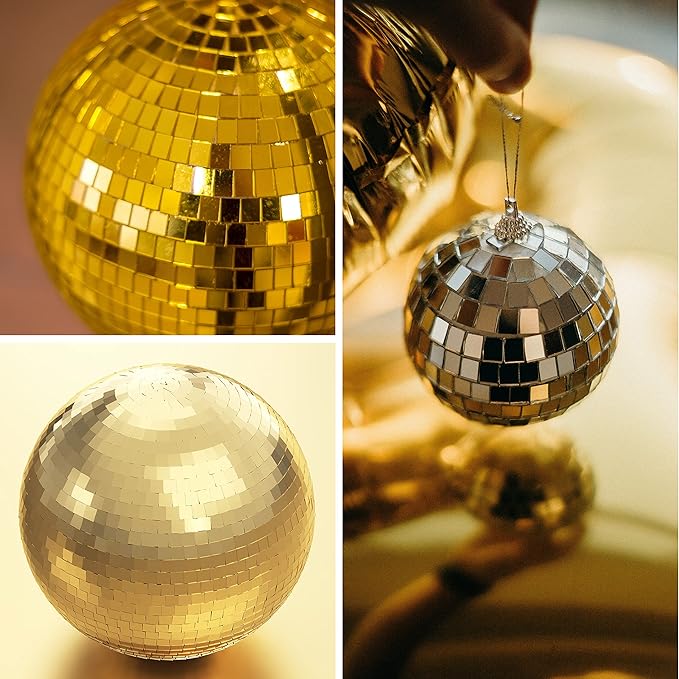 PP OPOUNT 2360 Pieces Self Adhesive Mosaic Tiles, Gold Disco Tiles, Square Glass Mosaic Mirror for Craft Decoration, DIY Disco Ball, Vase, Photo Frame (5 x 5 mm)