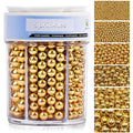 Sprinkles for Cake Decorating, 11Oz Gold Pearl Sprinkles 6 Sizes Mix for Cake Cupcake Ice Cream Donuts Cookie Baking Toppings