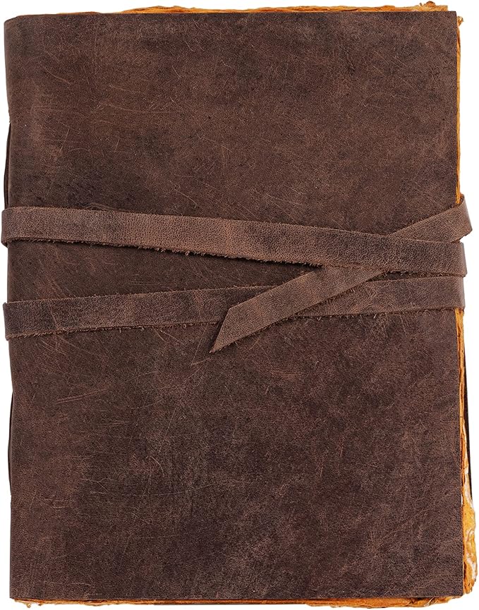 Handmade Leather Journal | Writing Notebook Diary | Bound Daily Notepad For Men & Women Unlined Paper Medium, writing pad for artist, sketch