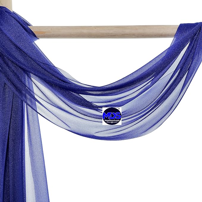 MDS Halloween Chiffon Draping Fabric - 2 Panel, 30" Wide x 30ft Long - Sheer Spooky Arbor & Canopy Drapery for Haunted House Backdrops, Party Ceilings, DIY Costumes & Themed Events - Royal Blue