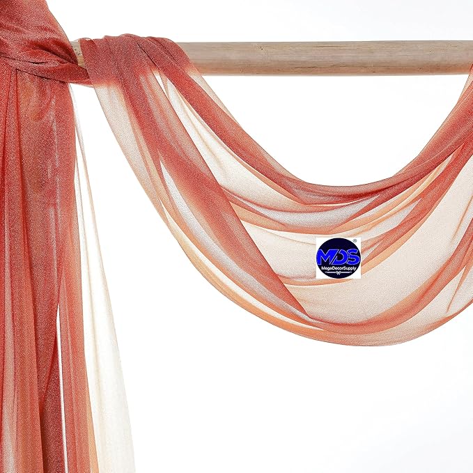 MDS Halloween Chiffon Draping Fabric - 2 Panel, 30" Wide x 20ft Long - Sheer Spooky Arbor & Canopy Drapery for Haunted House Backdrops, Party Ceilings, DIY Costumes & Themed Events - Terracotta