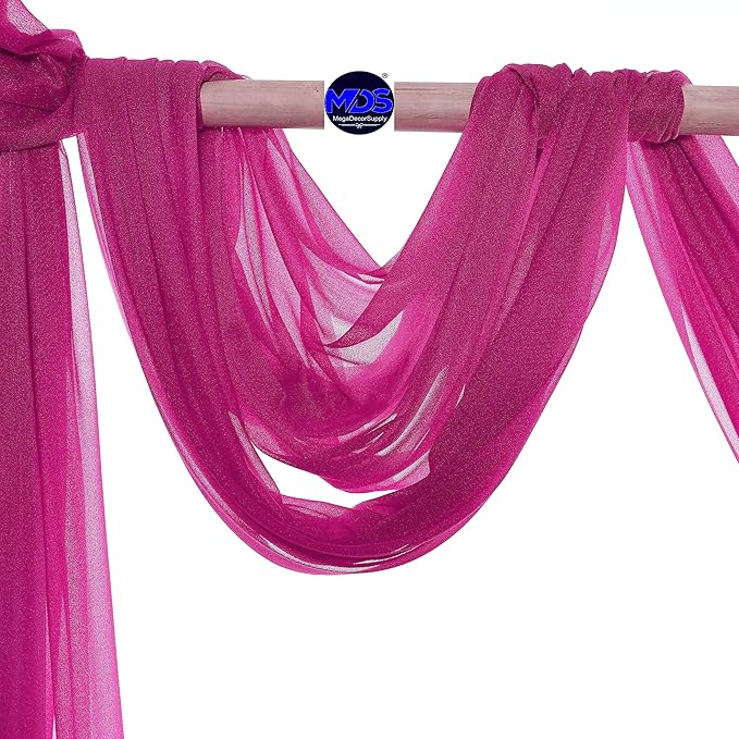 MDS Halloween Chiffon Draping Fabric - 2 Panel, 30" Wide x 100ft Long - Sheer Spooky Arbor & Canopy Drapery for Haunted House Backdrops, Party Ceilings, DIY Costumes & Themed Events - Magenta
