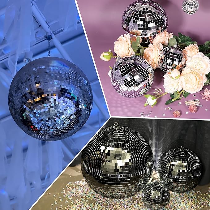 PP OPOUNT 2360 PCS Disco Tiles, 5 x 5 mm Self-Adhesive Disco Ball Stickers, Real Glass Mirror Tiles for Crafts, DIY Disco Ball, Photo Frame, Art Collage, Indoor Decor (Black)