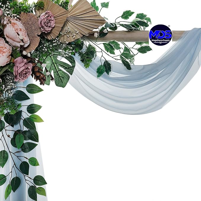 MDS Halloween Chiffon Draping Fabric - 2 Panel, 30" Wide x 30ft Long - Sheer Spooky Arbor & Canopy Drapery for Haunted House Backdrops, Party Ceilings, DIY Costumes & Themed Events - Baby Blue