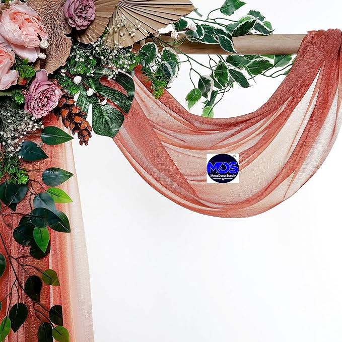 MDS Halloween Chiffon Draping Fabric - 1 Panel, 30" Wide x 50ft Long - Sheer Spooky Arbor & Canopy Drapery for Haunted House Backdrops, Party Ceilings, DIY Costumes & Themed Events - Terracotta