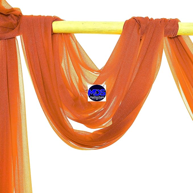 MDS Halloween Chiffon Draping Fabric - 2 Panel, 30" Wide x 40ft Long - Sheer Spooky Arbor & Canopy Drapery for Haunted House Backdrops, Party Ceilings, DIY Costumes & Themed Events - Orange