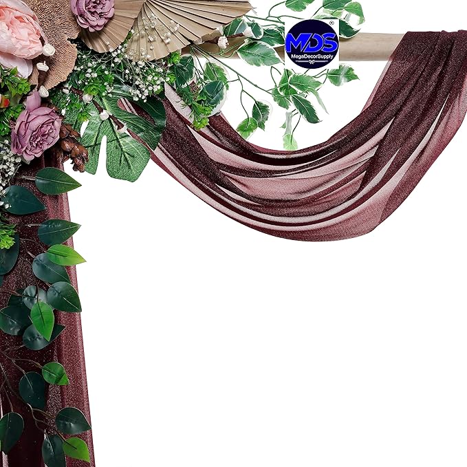 MDS Halloween Chiffon Draping Fabric - 1 Panel, 30" Wide x 100ft Long - Sheer Spooky Arbor & Canopy Drapery for Haunted House Backdrops, Party Ceilings, DIY Costumes & Themed Events - Burgundy