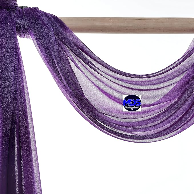MDS Halloween Chiffon Draping Fabric - 1 Panel, 30" Wide x 30ft Long - Sheer Spooky Arbor & Canopy Drapery for Haunted House Backdrops, Party Ceilings, DIY Costumes & Themed Events - Cadbury Purple