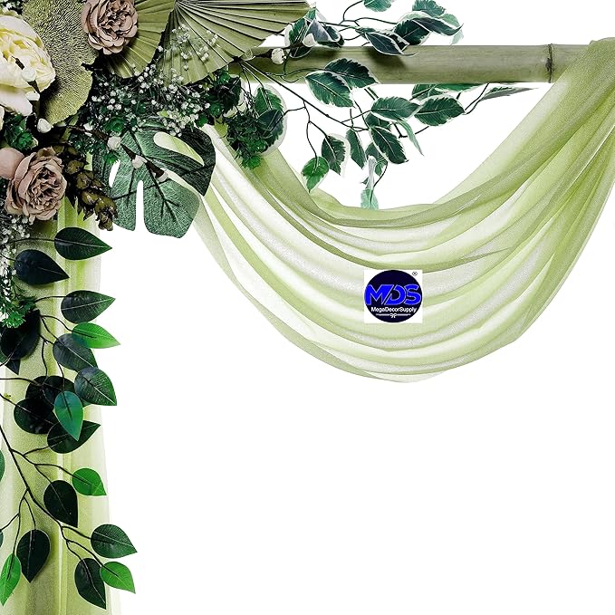 MDS Halloween Chiffon Draping Fabric - 2 Panel, 30" Wide x 100ft Long - Sheer Spooky Arbor & Canopy Drapery for Haunted House Backdrops, Party Ceilings, DIY Costumes & Themed Events - Sage Green