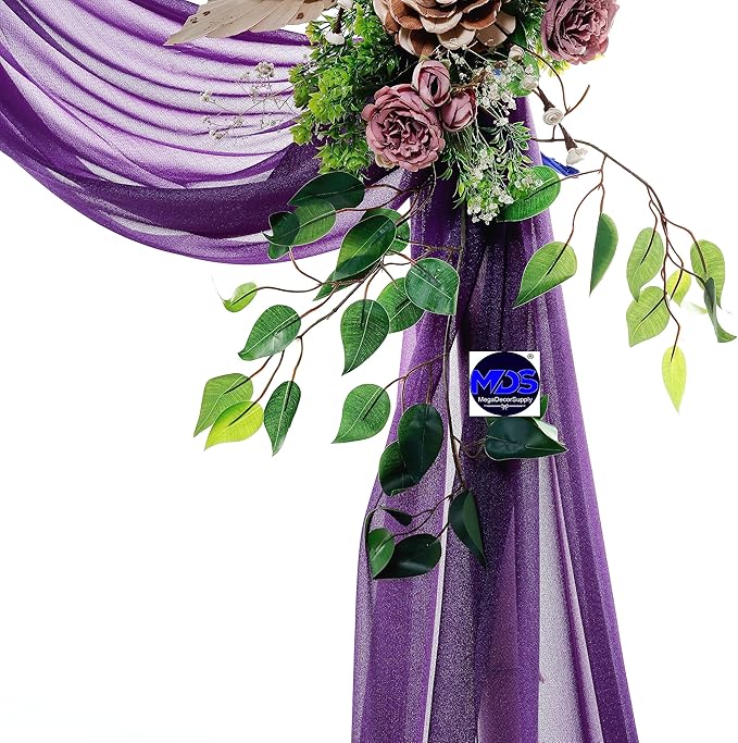 MDS Halloween Chiffon Draping Fabric - 1 Panel, 30" Wide x 50ft Long - Sheer Spooky Arbor & Canopy Drapery for Haunted House Backdrops, Party Ceilings, DIY Costumes & Themed Events - Cadbury Purple
