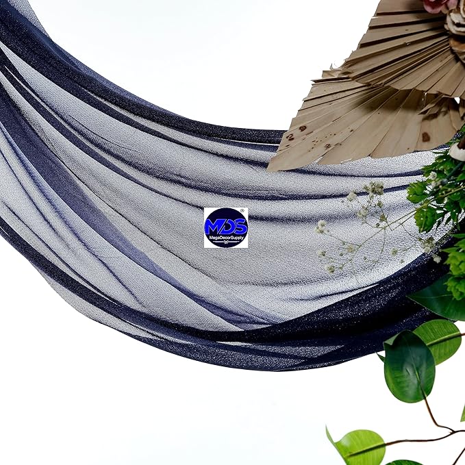 MDS Halloween Chiffon Draping Fabric - 1 Panel, 30" Wide x 75ft Long - Sheer Spooky Arbor & Canopy Drapery for Haunted House Backdrops, Party Ceilings, DIY Costumes & Themed Events - Navy Blue