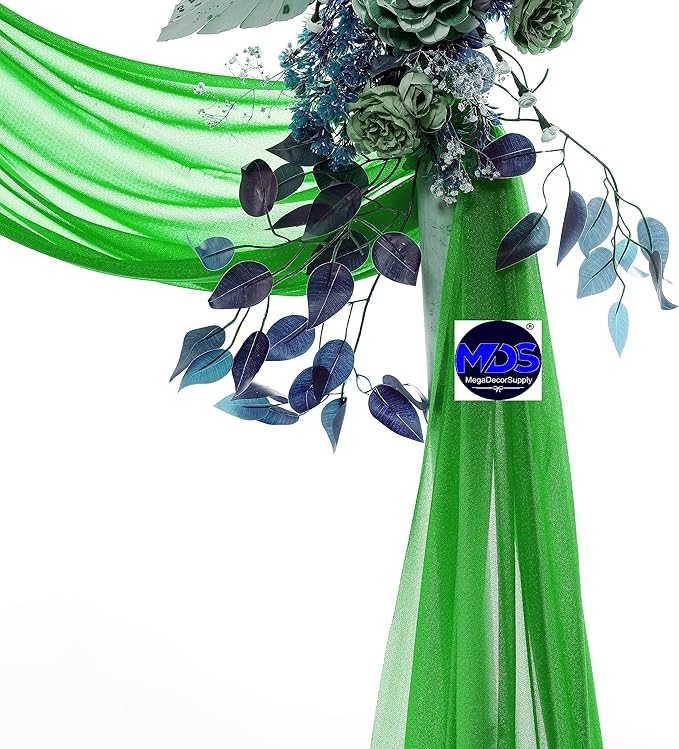 MDS Halloween Chiffon Draping Fabric - 1 Panel, 30" Wide x 50ft Long - Sheer Spooky Arbor & Canopy Drapery for Haunted House Backdrops, Party Ceilings, DIY Costumes & Themed Events - Green