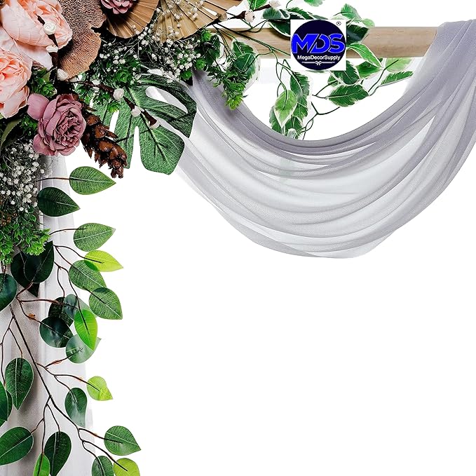 MDS Halloween Chiffon Draping Fabric - 2 Panel, 30" Wide x 40ft Long - Sheer Spooky Arbor & Canopy Drapery for Haunted House Backdrops, Party Ceilings, DIY Costumes & Themed Events - Cool Gray