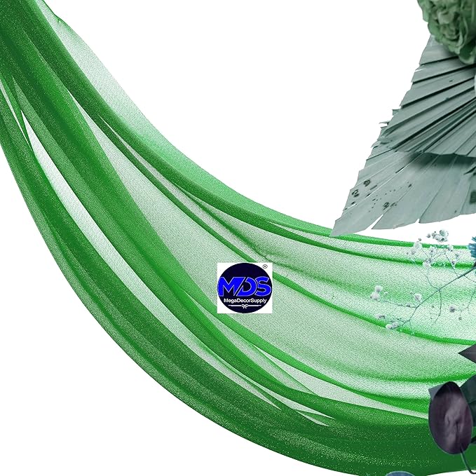 MDS Halloween Chiffon Draping Fabric - 2 Panel, 30" Wide x 30ft Long - Sheer Spooky Arbor & Canopy Drapery for Haunted House Backdrops, Party Ceilings, DIY Costumes & Themed Events - Green