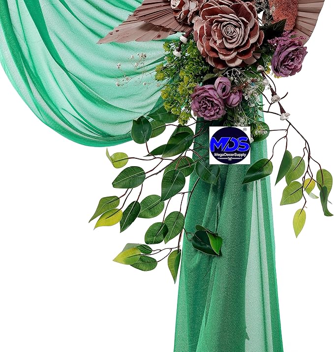 MDS Halloween Chiffon Draping Fabric - 1 Panel, 30" Wide x 100ft Long - Sheer Spooky Arbor & Canopy Drapery for Haunted House Backdrops, Party Ceilings, DIY Costumes & Themed Events - Emerald Green