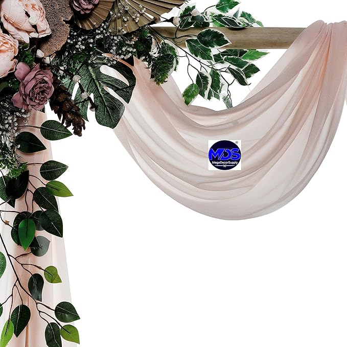 MDS Halloween Chiffon Draping Fabric - 1 Panel, 30" Wide x 30ft Long - Sheer Spooky Arbor & Canopy Drapery for Haunted House Backdrops, Party Ceilings, DIY Costumes & Themed Events - Nude