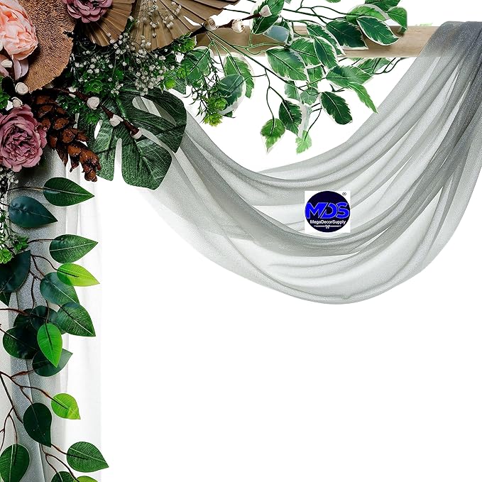 MDS Halloween Chiffon Draping Fabric - 1 Panel, 30" Wide x 40ft Long - Sheer Spooky Arbor & Canopy Drapery for Haunted House Backdrops, Party Ceilings, DIY Costumes & Themed Events - Gray
