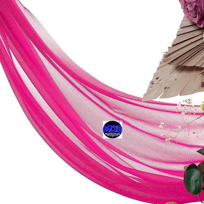 MDS Halloween Chiffon Draping Fabric - 1 Panel, 30" Wide x 50ft Long - Sheer Spooky Arbor & Canopy Drapery for Haunted House Backdrops, Party Ceilings, DIY Costumes & Themed Events - Hot Pink