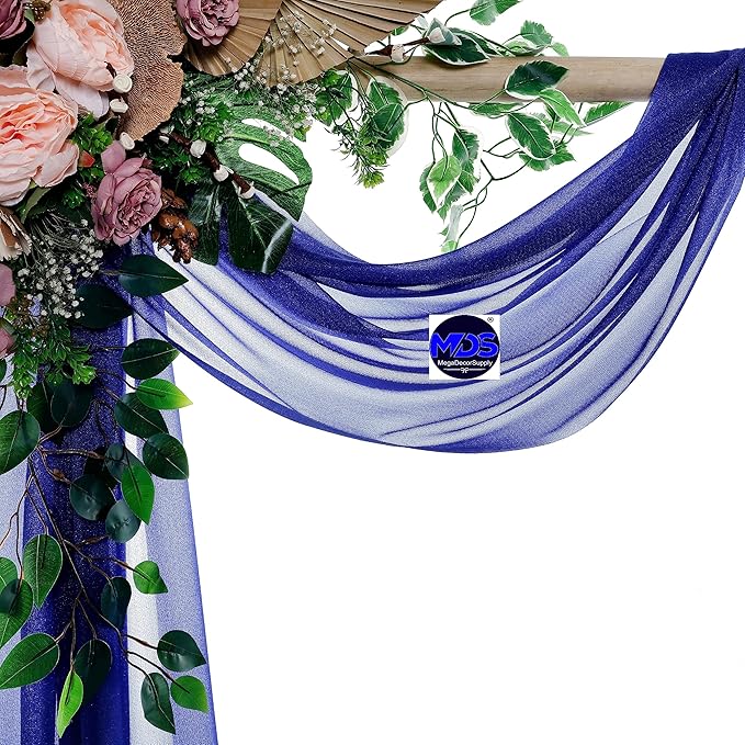 MDS Halloween Chiffon Draping Fabric - 1 Panel, 30" Wide x 40ft Long - Sheer Spooky Arbor & Canopy Drapery for Haunted House Backdrops, Party Ceilings, DIY Costumes & Themed Events - Royal Blue