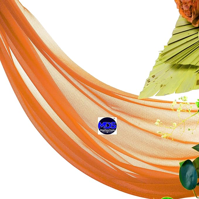 MDS Halloween Chiffon Draping Fabric - 2 Panel, 30" Wide x 40ft Long - Sheer Spooky Arbor & Canopy Drapery for Haunted House Backdrops, Party Ceilings, DIY Costumes & Themed Events - Orange