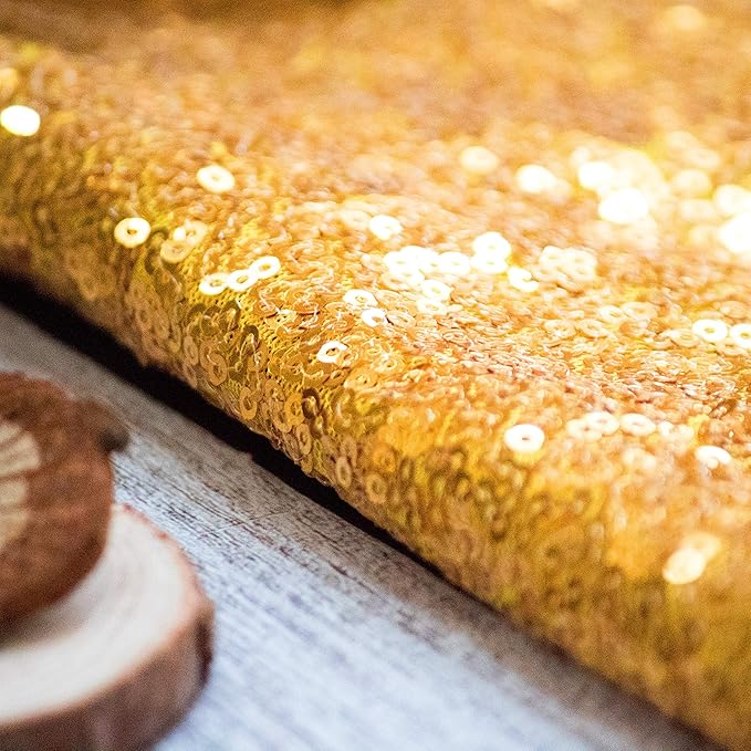 JYFLZQ Gold Sequin Backdrop Curtains 2ft x 8ft 4 Panel Glitter Photo Booth Backdrops Sparkly Photography Background Drapes for Parties Wedding Bridal Showers