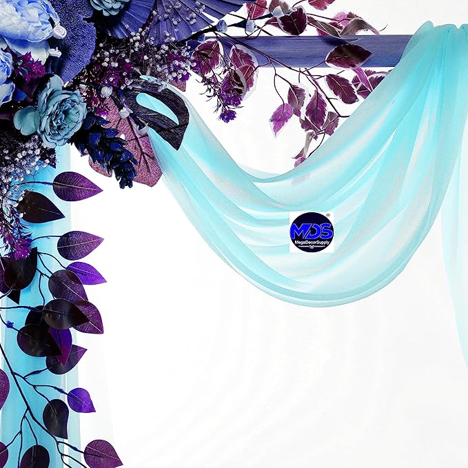 MDS Halloween Chiffon Draping Fabric - 2 Panel, 30" Wide x 30ft Long - Sheer Spooky Arbor & Canopy Drapery for Haunted House Backdrops, Party Ceilings, DIY Costumes & Themed Events - Teal