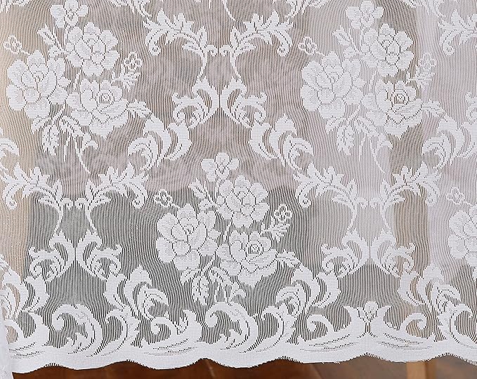 LinenZone Extra Large White Round Tablecloth for Rustic Vintage Decor. Sheer Lace Table Cloth Works Great As Wedding Tablecloth or Thanksgiving Table Cover. (Mia 120 Round, White)