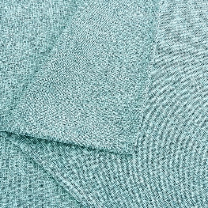 Hiasan 2 Pack Faux Linen Rectangle Tablecloth - Wrinkle and Stain Resistant Washable Table Cloth for Kitchen Dining Room Holiday Table Cover for Party Dinner, Aqua, 60 x 84 Inch