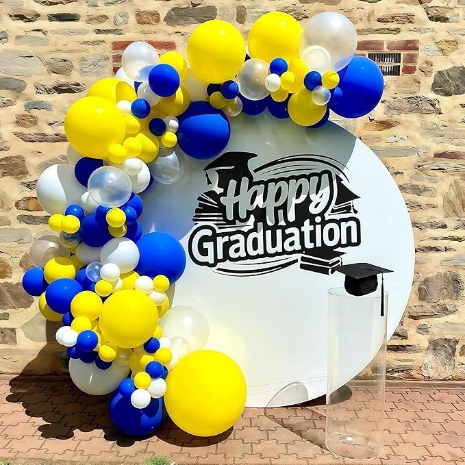 Navy Blue Yellow White Balloons, 12 Inch Navy Blue Yellow White Party Balloons, Dark Blue Yellow Latex Balloons Set for Boys Men Birthday Wedding Baby Shower Graduation Anniversary Party Decorations