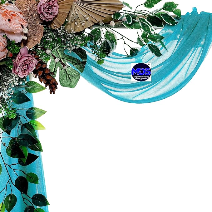 MDS Halloween Chiffon Draping Fabric - 1 Panel, 30" Wide x 20ft Long - Sheer Spooky Arbor & Canopy Drapery for Haunted House Backdrops, Party Ceilings, DIY Costumes & Themed Events - Peacock Blue