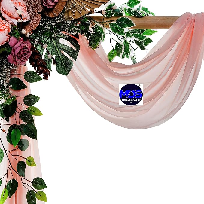 MDS Halloween Chiffon Draping Fabric - 1 Panel, 30" Wide x 40ft Long - Sheer Spooky Arbor & Canopy Drapery for Haunted House Backdrops, Party Ceilings, DIY Costumes & Themed Events - Dusty Rose