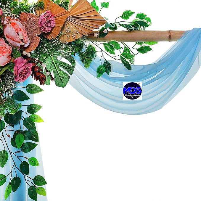 MDS Halloween Chiffon Draping Fabric - 2 Panel, 30" Wide x 50ft Long - Sheer Spooky Arbor & Canopy Drapery for Haunted House Backdrops, Party Ceilings, DIY Costumes & Themed Events - Turquoise