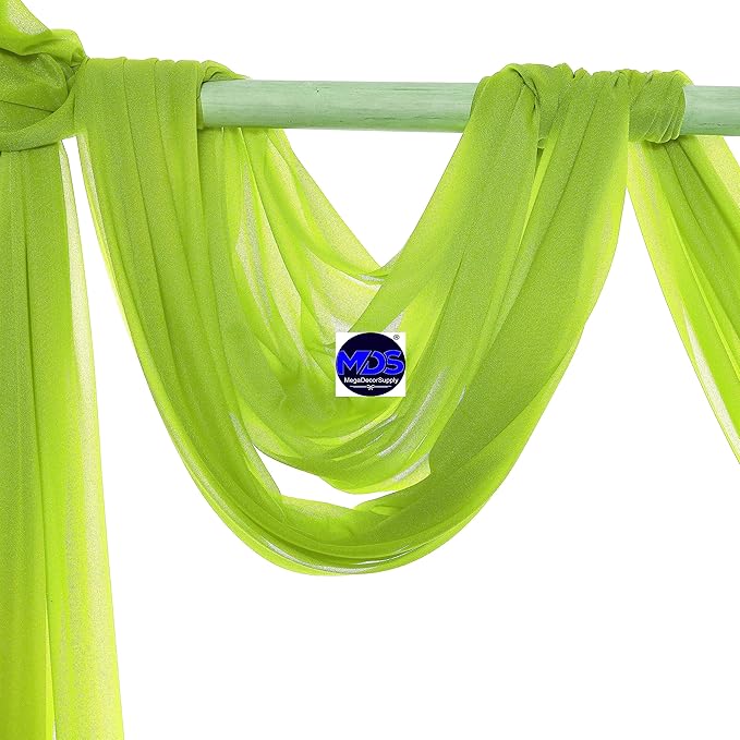 MDS Halloween Chiffon Draping Fabric - 1 Panel, 30" Wide x 20ft Long - Sheer Spooky Arbor & Canopy Drapery for Haunted House Backdrops, Party Ceilings, DIY Costumes & Themed Events - Parrot Green