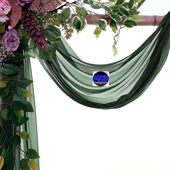 MDS Halloween Chiffon Draping Fabric - 1 Panel, 30" Wide x 75ft Long - Sheer Spooky Arbor & Canopy Drapery for Haunted House Backdrops, Party Ceilings, DIY Costumes & Themed Events - Hunter Green