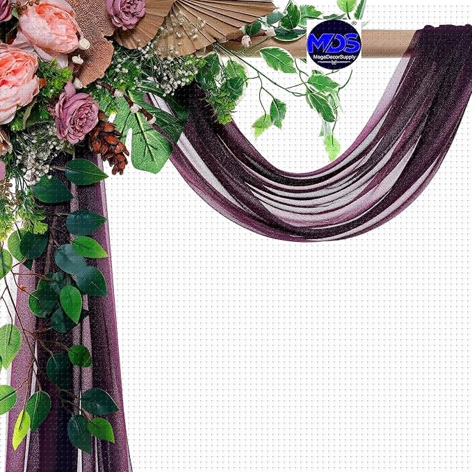 MDS Halloween Chiffon Draping Fabric - 1 Panel, 30" Wide x 30ft Long - Sheer Spooky Arbor & Canopy Drapery for Haunted House Backdrops, Party Ceilings, DIY Costumes & Themed Events - Eggplant