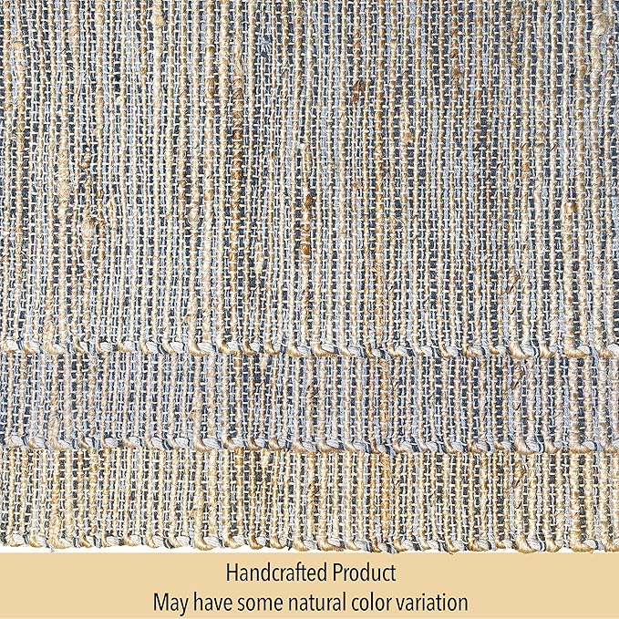 Chardin home Natural Jute Table Runner 13x48 Inch – Vintage Boho Rustic Table Decor – Handwoven Table Runner in Natural Jute and Grey – Farmhouse Dining or Console Table Accent