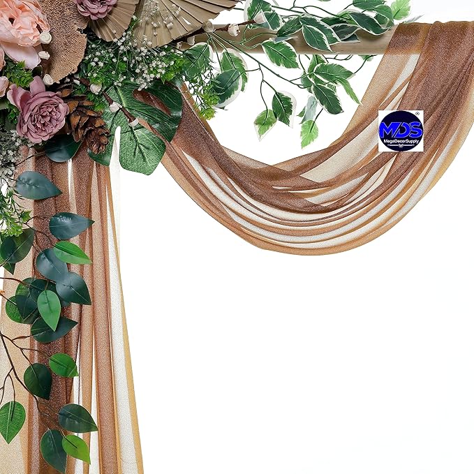 MDS Halloween Chiffon Draping Fabric - 1 Panel, 30" Wide x 30ft Long - Sheer Spooky Arbor & Canopy Drapery for Haunted House Backdrops, Party Ceilings, DIY Costumes & Themed Events - Mocha
