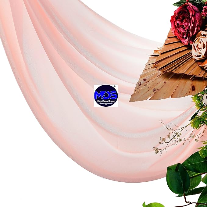 MDS Halloween Chiffon Draping Fabric - 2 Panel, 30" Wide x 40ft Long - Sheer Spooky Arbor & Canopy Drapery for Haunted House Backdrops, Party Ceilings, DIY Costumes & Themed Events - Dusty Rose