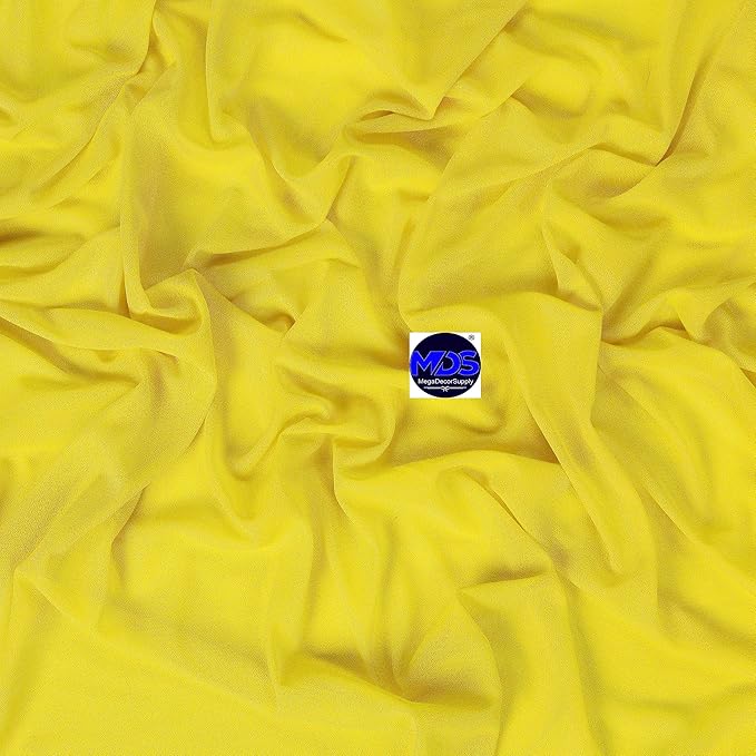 MDS Halloween Chiffon Draping Fabric - 2 Panel, 30" Wide x 100ft Long - Sheer Spooky Arbor & Canopy Drapery for Haunted House Backdrops, Party Ceilings, DIY Costumes & Themed Events - Yellow