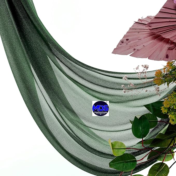 MDS Halloween Chiffon Draping Fabric - 2 Panel, 30" Wide x 30ft Long - Sheer Spooky Arbor & Canopy Drapery for Haunted House Backdrops, Party Ceilings, DIY Costumes & Themed Events - Hunter Green