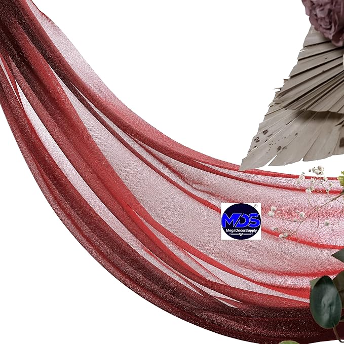 MDS Halloween Chiffon Draping Fabric - 2 Panel, 30" Wide x 40ft Long - Sheer Spooky Arbor & Canopy Drapery for Haunted House Backdrops, Party Ceilings, DIY Costumes & Themed Events - Apple Red