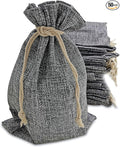 Supply Friend 50 Gray Burlap Bags with Drawstring, 7x10 Inch Gift Bag Bulk Pack for Mugs, Mason Jars, Christmas, Wedding Party Favors, Jewelry and Treat Pouches