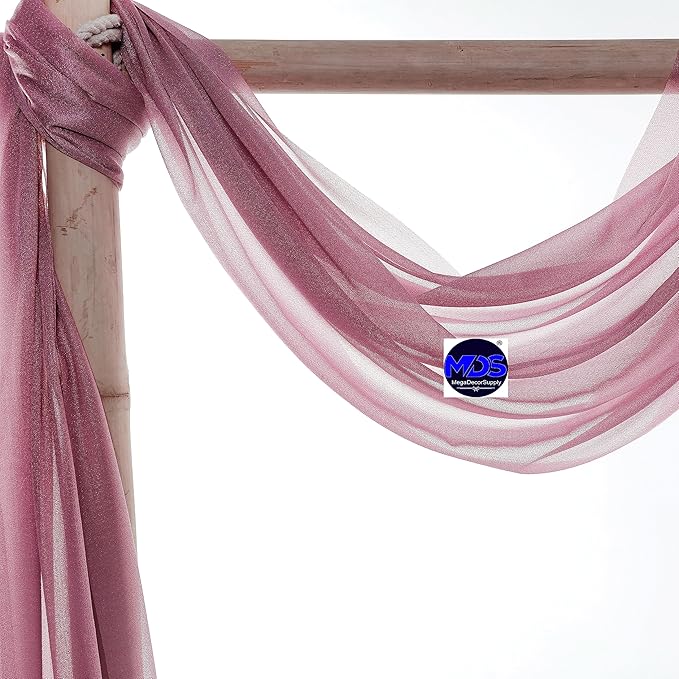 MDS Halloween Chiffon Draping Fabric - 2 Panel, 30" Wide x 40ft Long - Sheer Spooky Arbor & Canopy Drapery for Haunted House Backdrops, Party Ceilings, DIY Costumes & Themed Events - Mauva