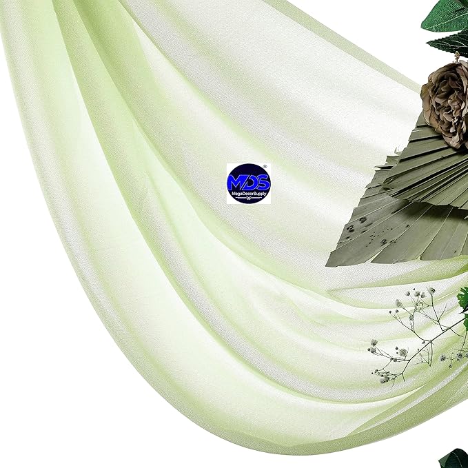 MDS Halloween Chiffon Draping Fabric - 2 Panel, 30" Wide x 20ft Long - Sheer Spooky Arbor & Canopy Drapery for Haunted House Backdrops, Party Ceilings, DIY Costumes & Themed Events - Sage Green